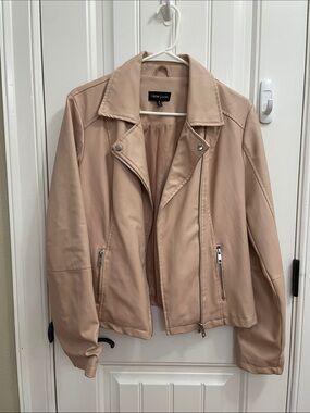 New Look Blush Pink Faux Leather Biker Jacket